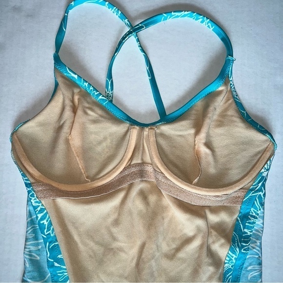 Y2k 90’s Victoria’s Secret floral one piece swimsuit turquoise & white size 10 - Picture 9 of 14
